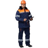 Костюм "ЛИДЕР" зимний: куртка+полукомбинезон (синий + оранжевый)
