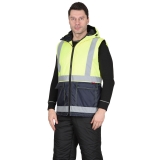 Жилет "Терминал" с капюшоном темно-синий с лимонным