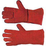 Краги спилковые 5-ти палые красные на иск.мех.