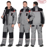 Костюм "Стан" средне-серый с черной и красной отделкой